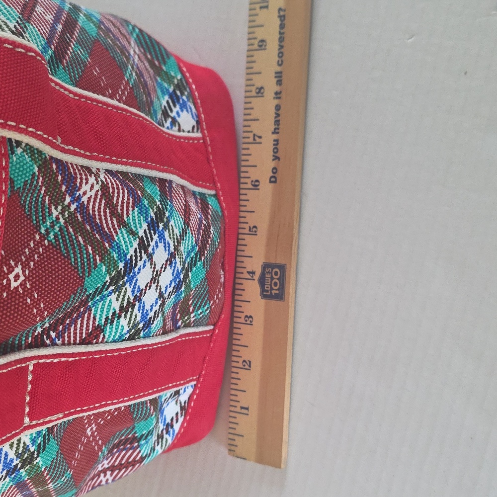 Lands’ End Plaid Tote – Red Handles, Canvas Carryall Boat Tote - Picture 7 of 14